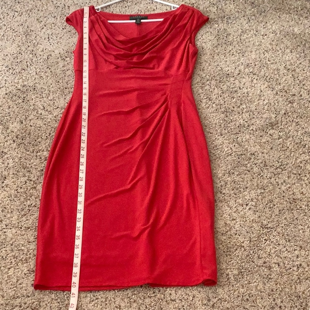 Ralph Lauren Drape Neck Size 10P Red Dress - Picture 6 of 9